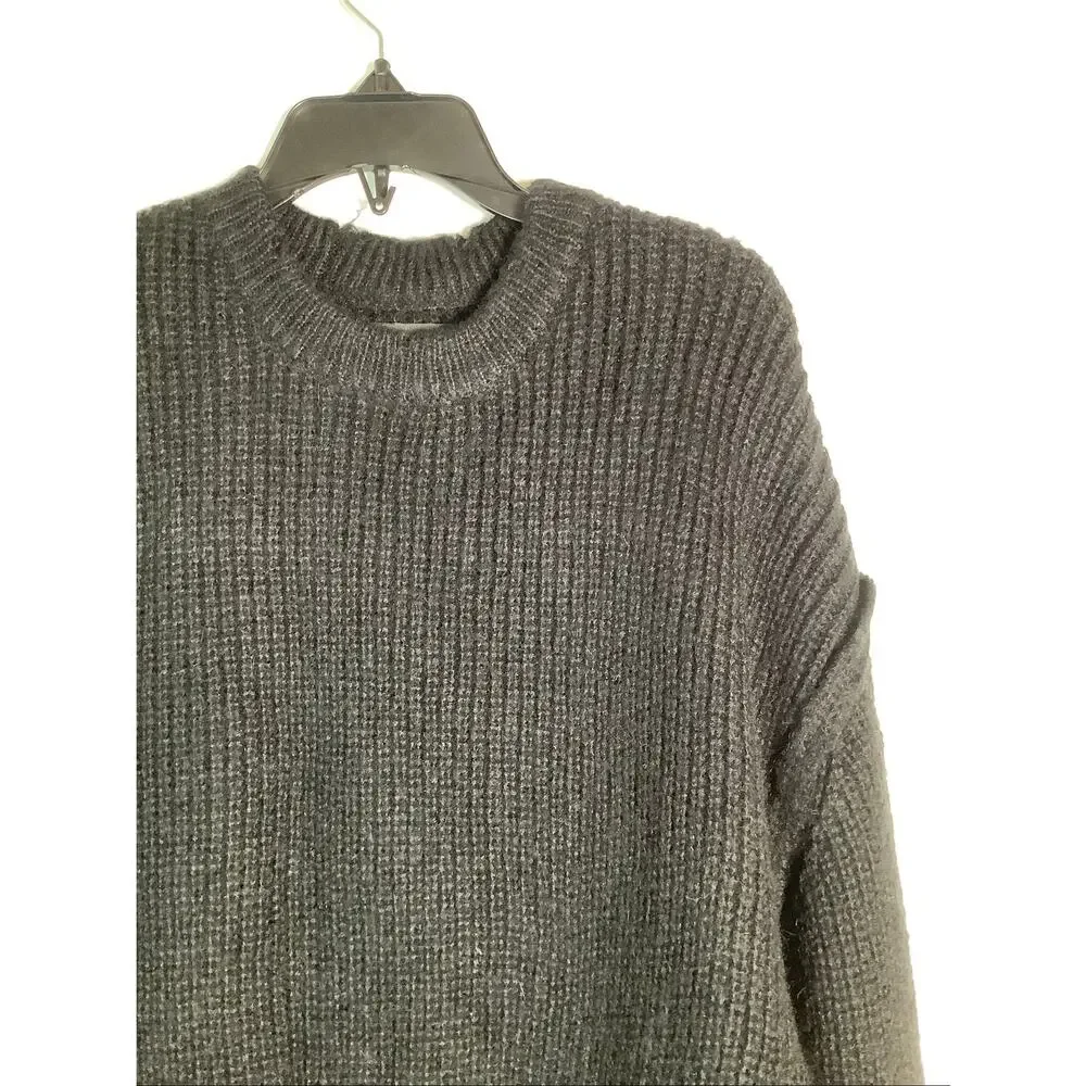 Beach Brains Men's Small Black Session Ribbed Knit Alpaca Wool Sweater U1-21